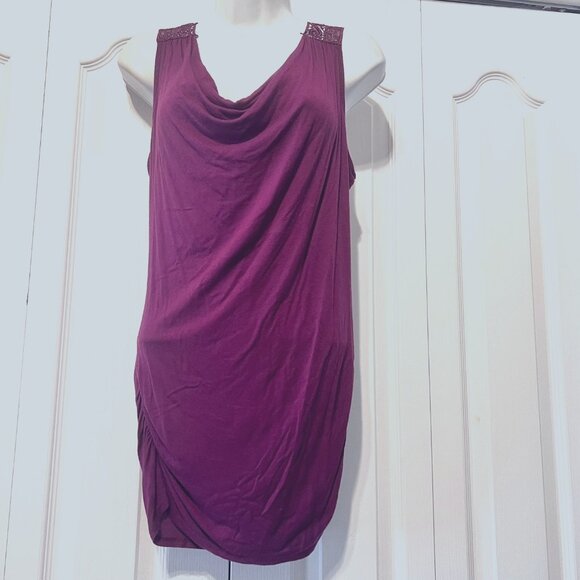 Bluheaven-Women's Med. Ruching Sides Pull On Embroidered Back/Cowl Neck-Cut out - Picture 6 of 15